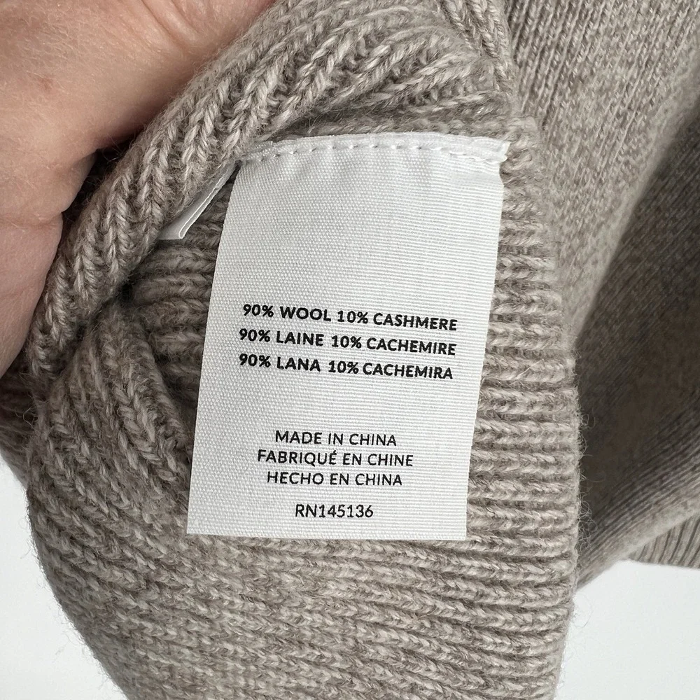 New! Nadaam Men's Cashmere Blend Marked Ribbed Crewneck Sweater Size 2XL Beige‎